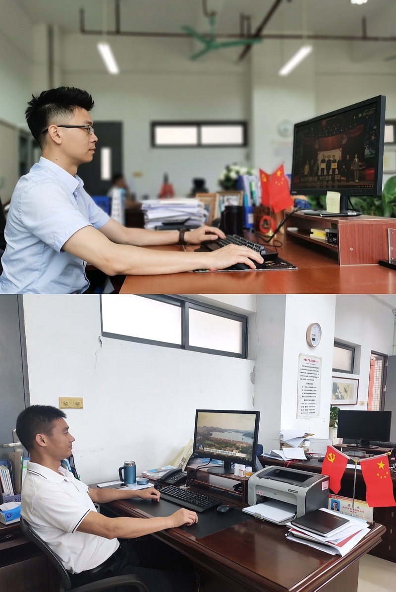 学院教师第一党支部党员观看照片(经济贸易学院文,图/邓彩云,廖晓虹